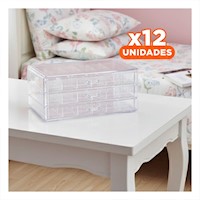 Pack12 Contenedor Organizador de Mesa Acrilico 3 Niveles 72 Divisiones Transparente